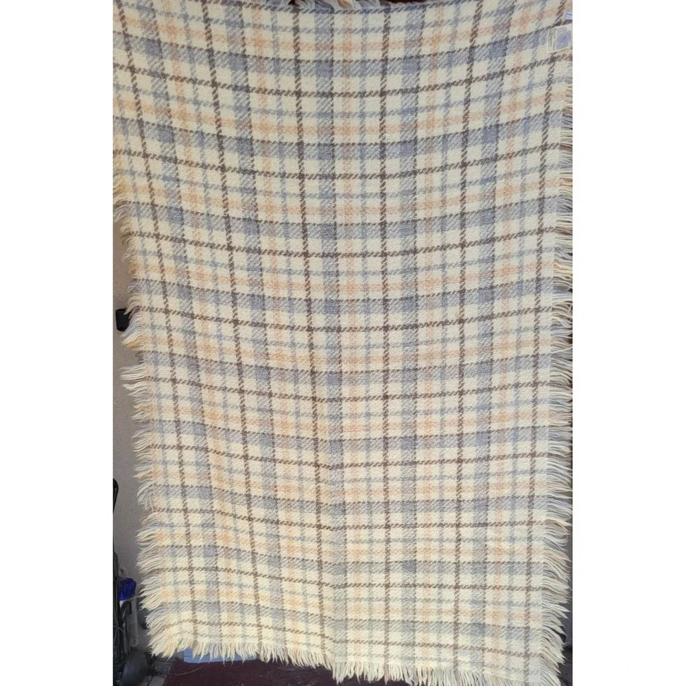 Boyne Valley Weavers Ireland Wool Throw Blanket Plaid Fringe 43x70 Handmade...